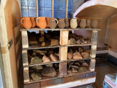 Gas kiln loaded with rocks