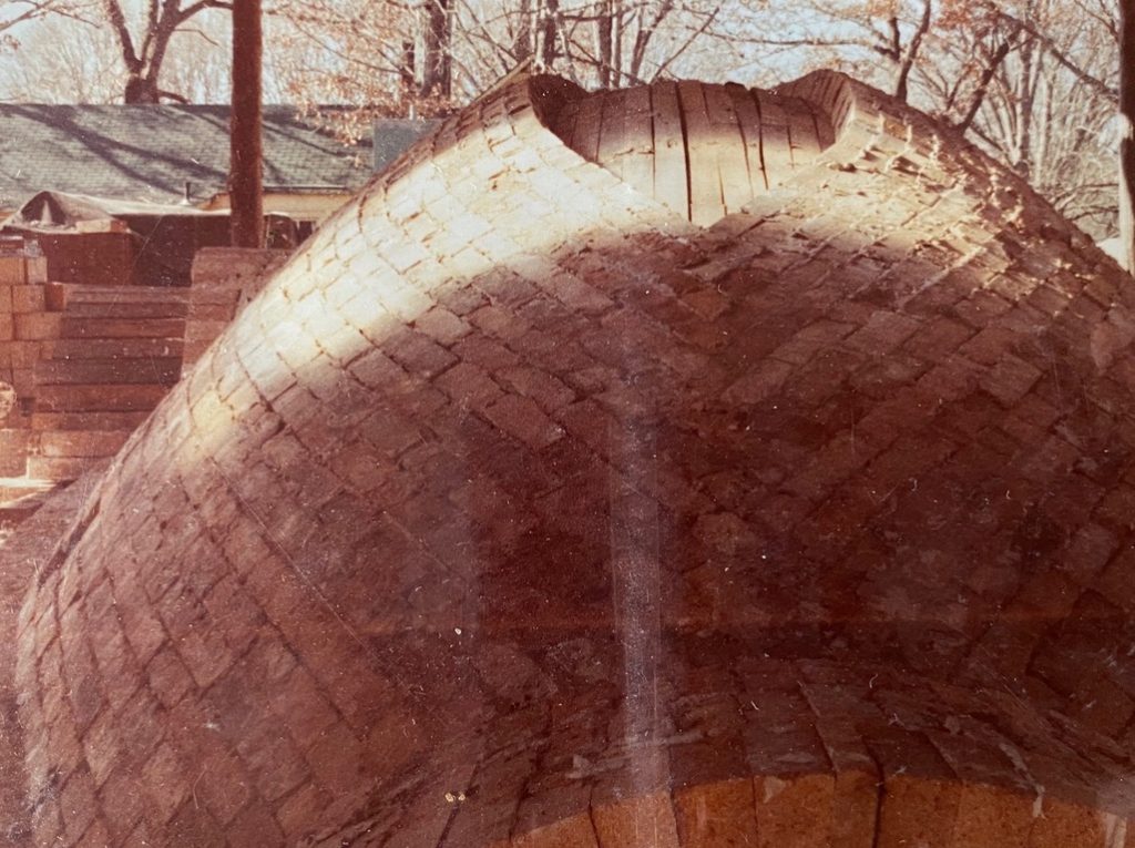 Hewitt kiln build - laying bricks on frame